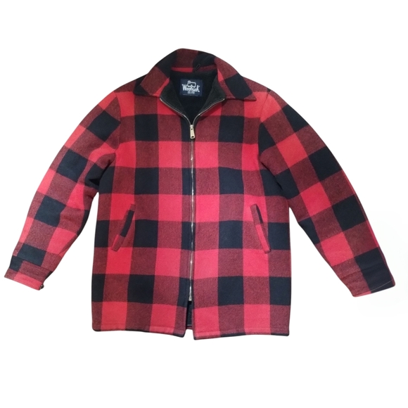 Vintage Woolrich Red Buffalo Check Heavy Wool Barn Coat - Picture 2 of 8